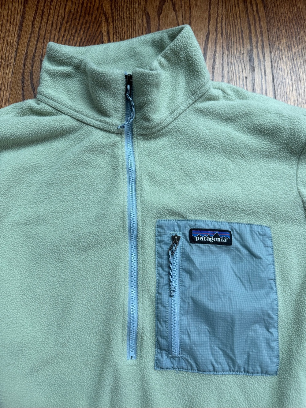 Patagonia Light Green Half-Zip Fleece Microdini Pullover Jacket Sz M - Picture 5 of 9